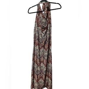 French Laundry Black and Red and orange Patterned haltered Maxi Dress